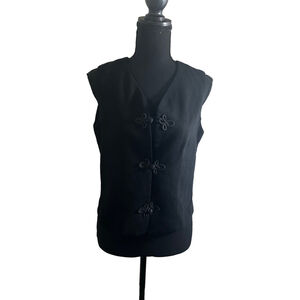 Vintage Chelsea Campbell Wool Vest Black Button Front Size 6